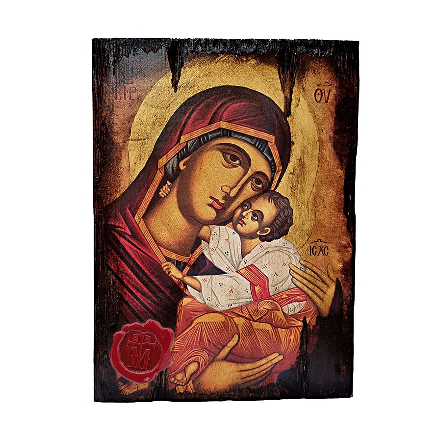 Virgin Mary | Serigraph on Naturally Aged Wood | Mount Athos
