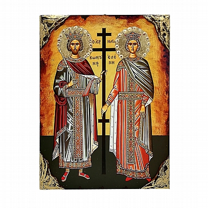 NG137-11, SAINT KONSTANTINOS AND ELENI LITHOGRAPHY Mount Athos