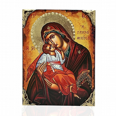 NG137-25, Virgin Mary Glykofilousa | LITHOGRAPHY Mount Athos