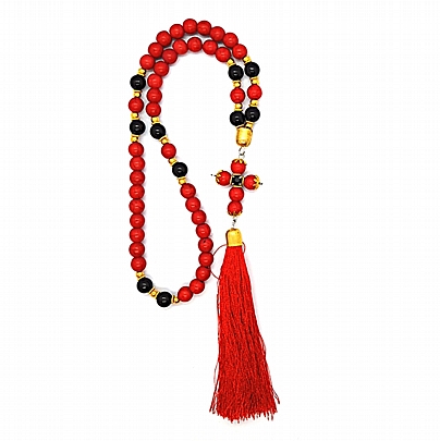 H1, Prayer Rope Red Agate | 50 beads | Mount Athos