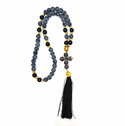 H1-1, Prayer Rope Blue Agate | 50 beads | Mount Athos