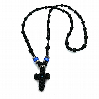 C.1297, Black Prayer Rope Necklace with 33 Knots