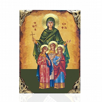 NASL478-79, Saint Sophia and her Daughters Agape, Pisti, Elpida LITHOGRAPHY Mount Athos