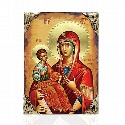 NASL478-91, Virgin Mary Tricherousa | LITHOGRAPHY Mount Athos