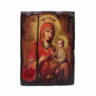 Π249-3, Virgin Mary Gorgoepikoos | Serigraph on Naturally Aged Wood | Mount Athos