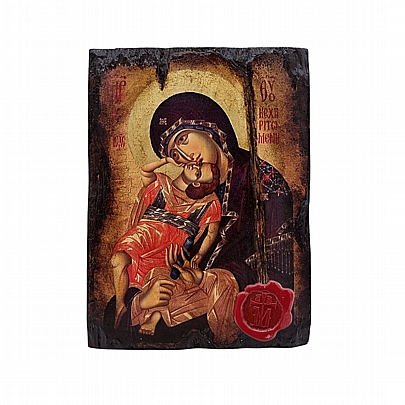 Π249-4, Virgin Mary Full of Grace | Serigraph on Naturally Aged Wood | Mount Athos