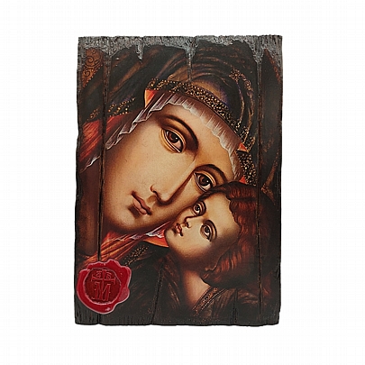 Π249-6, Virgin Mary Glykofilous | Serigraph on Naturally Aged Wood | Mount Athos