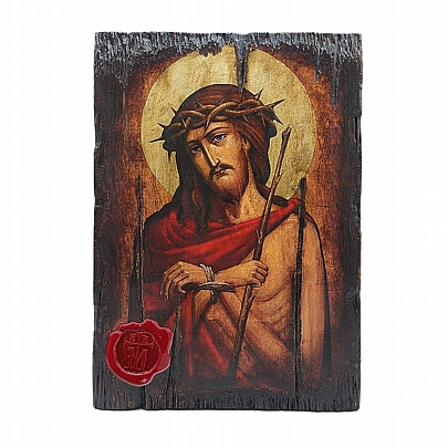 Π249-8, Jesus Christ | Serigraph on Naturally Aged Wood | Mount Athos