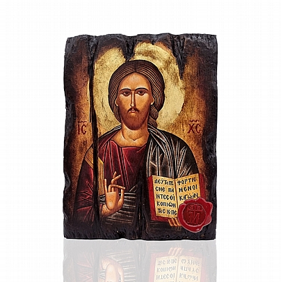 Π249-9, Jesus Chist | Serigraph on Naturally Aged Wood | Mount Athos