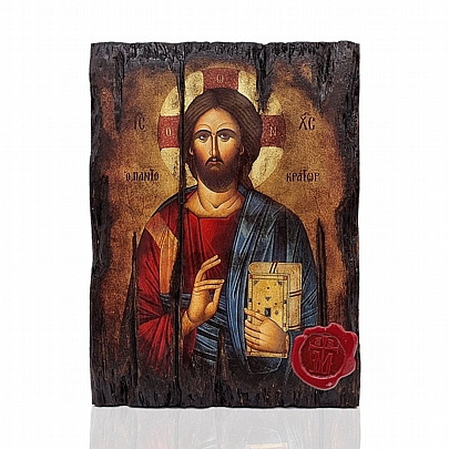 Π249-10, Jesus Chist | Serigraph on Naturally Aged Wood | Mount Athos