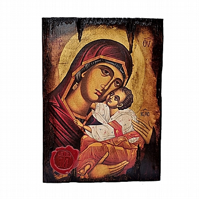 C.2548, Virgin Mary | Serigraph on Naturally Aged Wood | Mount Athos