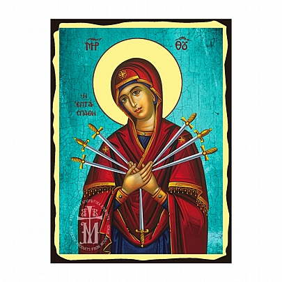 C.2610, Virgin Mary of the Seven Swords| LITHOGRAPHY Mount Athos