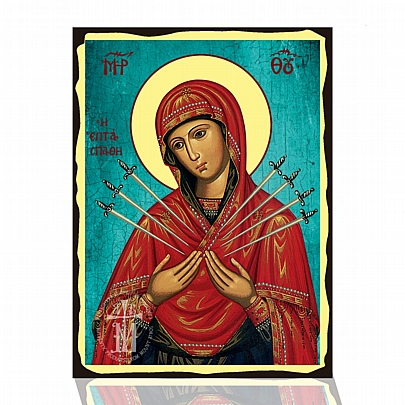 C.2622, Virgin Mary of the Seven Swords| LITHOGRAPHY Mount Athos