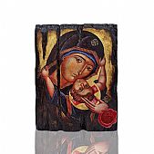 Π249-5 | Theotokos of Consolation | Serigraph on Naturally Aged Wood | Mount Athos : 1