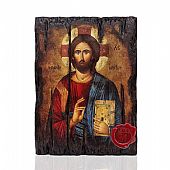 Π249-10 | Jesus Chist | Serigraph on Naturally Aged Wood | Mount Athos : 1