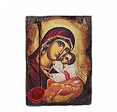 C.2550 | Virgin Mary | Serigraph on Naturally Aged Wood | Mount Athos : 1